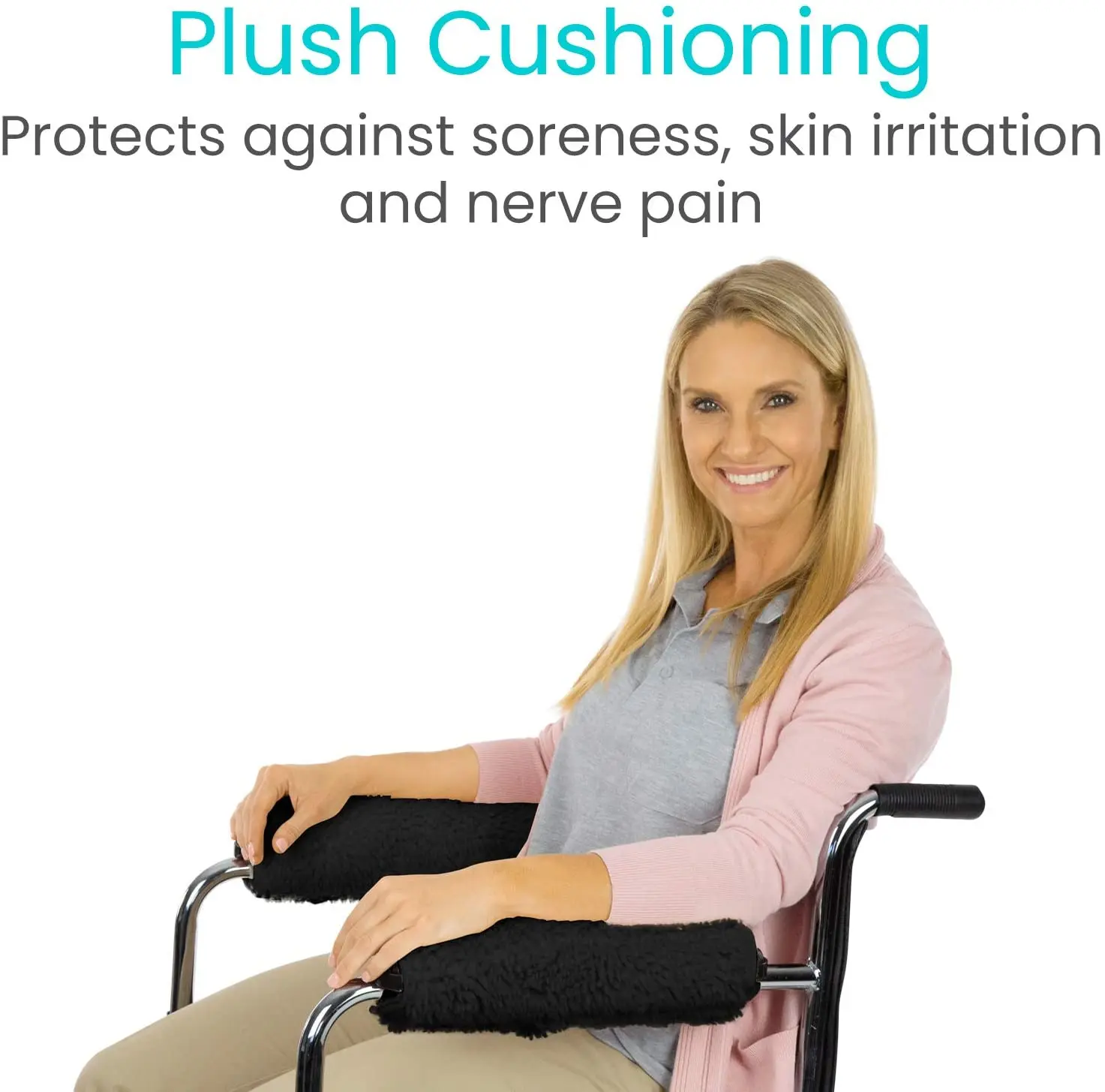 ISO 9001 Shenzhen Supplier Custom 2 Pack Sheepskin Fleece Non Slip Armrest Cover Cushion Pad Soft Lambs Wool Chair Armrest Pads