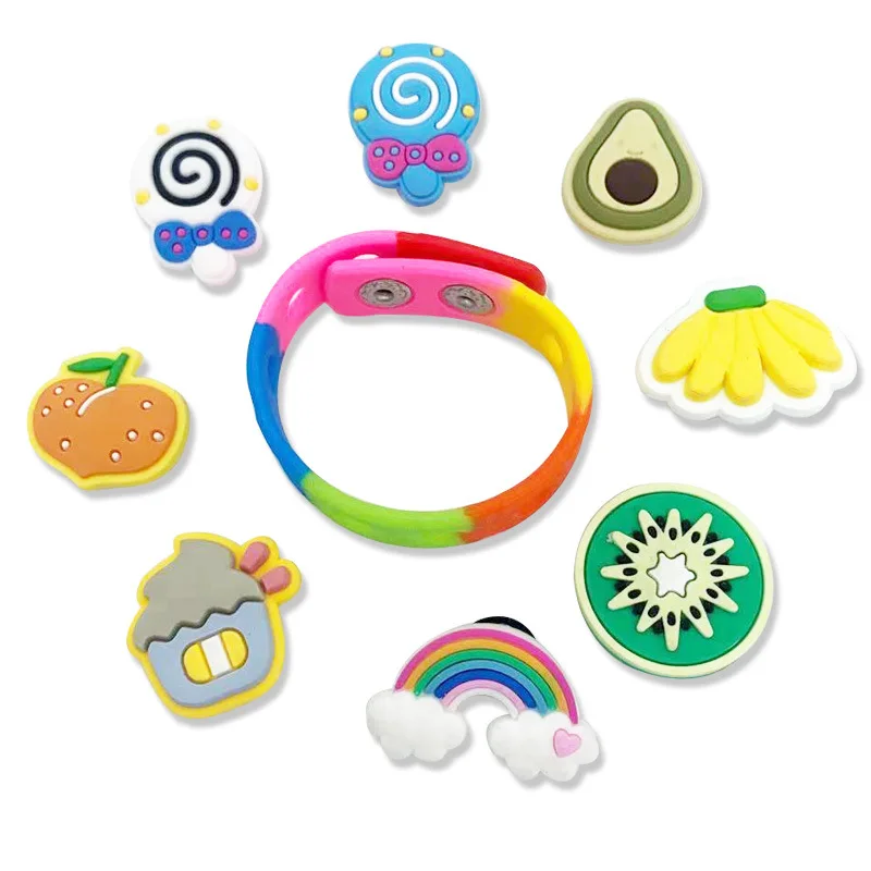 
Силиконовый браслет из ПВХ с радужным орнаментом, милое мороженое, обувные очаровательные браслеты-застежки для леденцов 