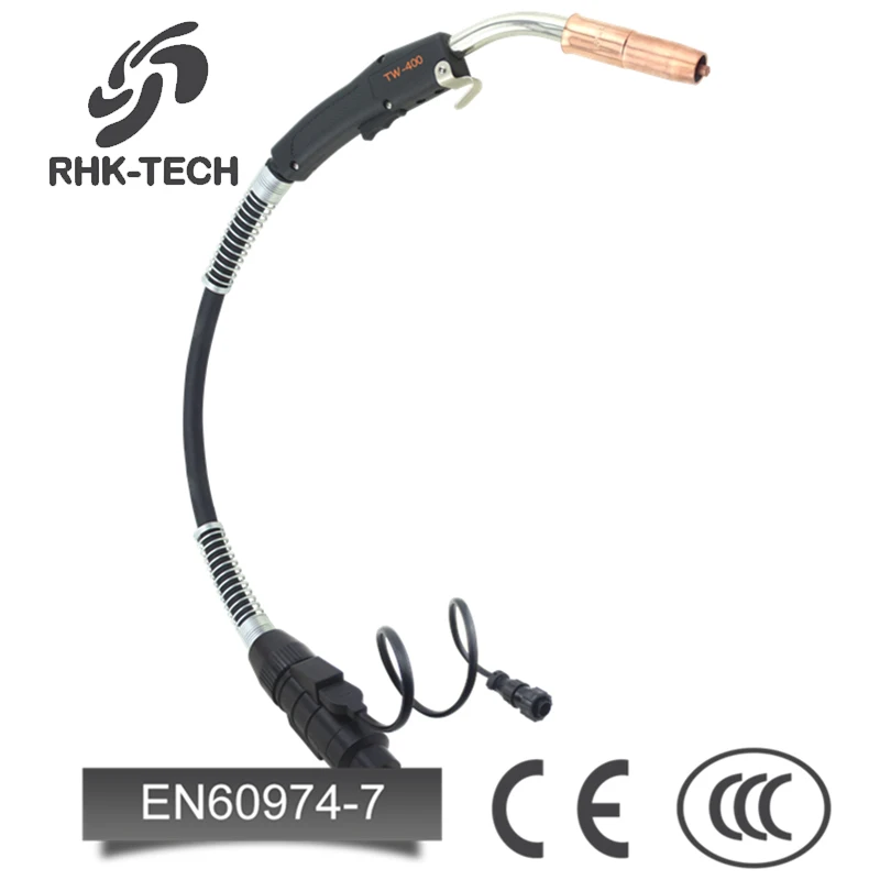 RHK TECH Portable Custom TW400 Gas Cooled 400Amp CO2 MIG Welding Torch Tweco MIG Gun with Continental Adapter for Tweco