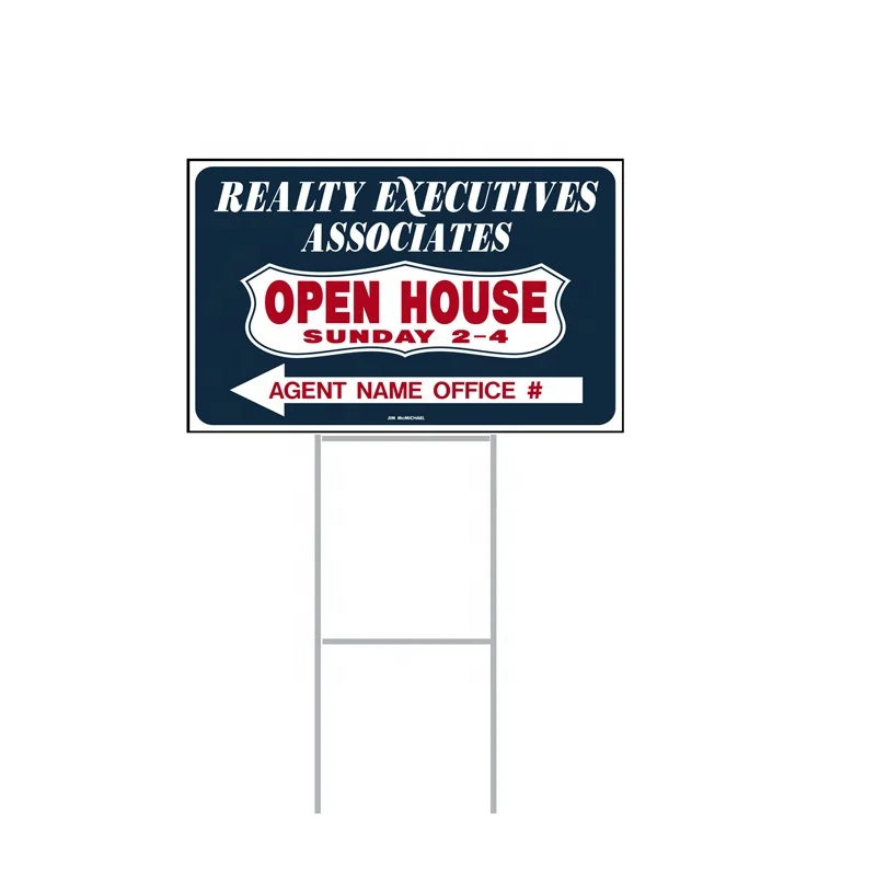 Outdoor Coroplast Advertising Yard Signs Real Estate Direction Signs Open House Arrow Signs With H Frames