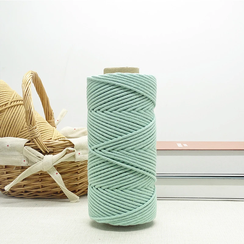 Basic 3mm 4mm braided cored colorful macrame cord cotton rope 32 colors for handmade project