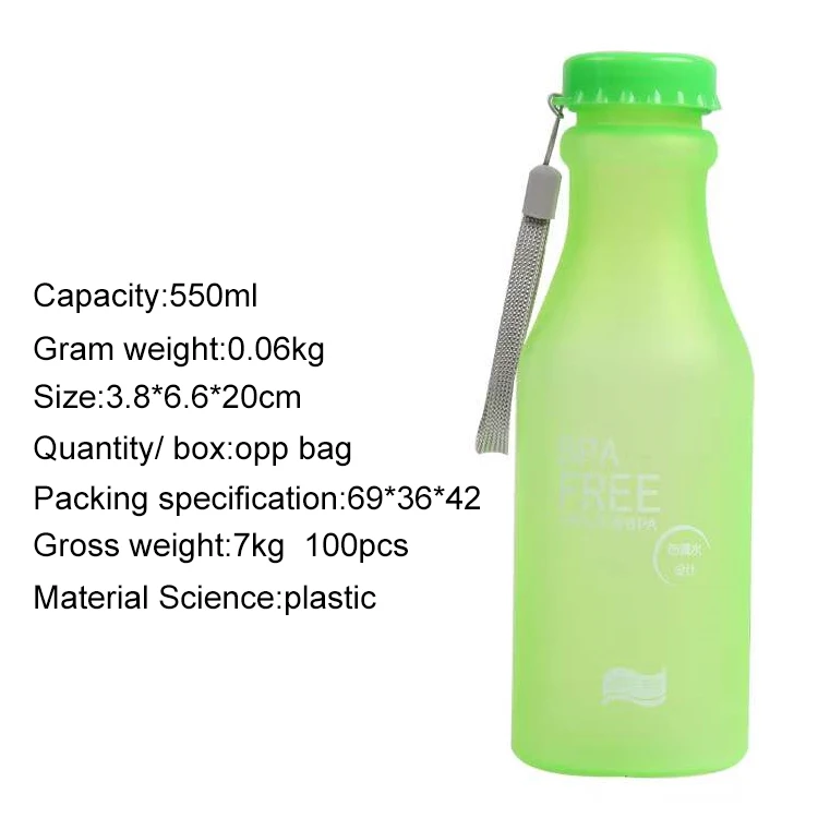 GXP 550ml wholesale portable Candy Color Unbreakable Soda Bottle Plastic frosted sealed water bottle