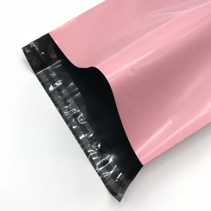 custom logo ecommerce eco friendly double tape poly pink mailing envelope courier shipping package bags for clothes
