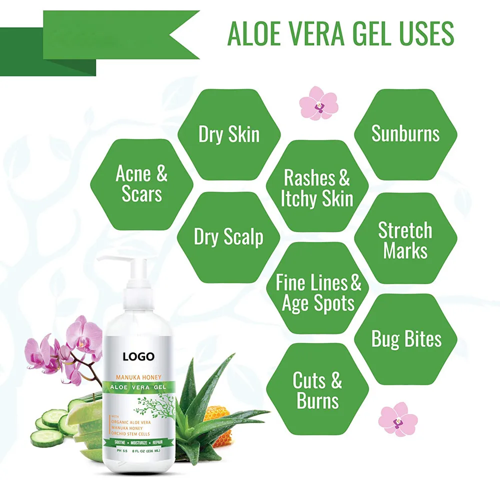 Private Label Organic Pure Aloe Vera Gel Hydrating Moisturizing For Face