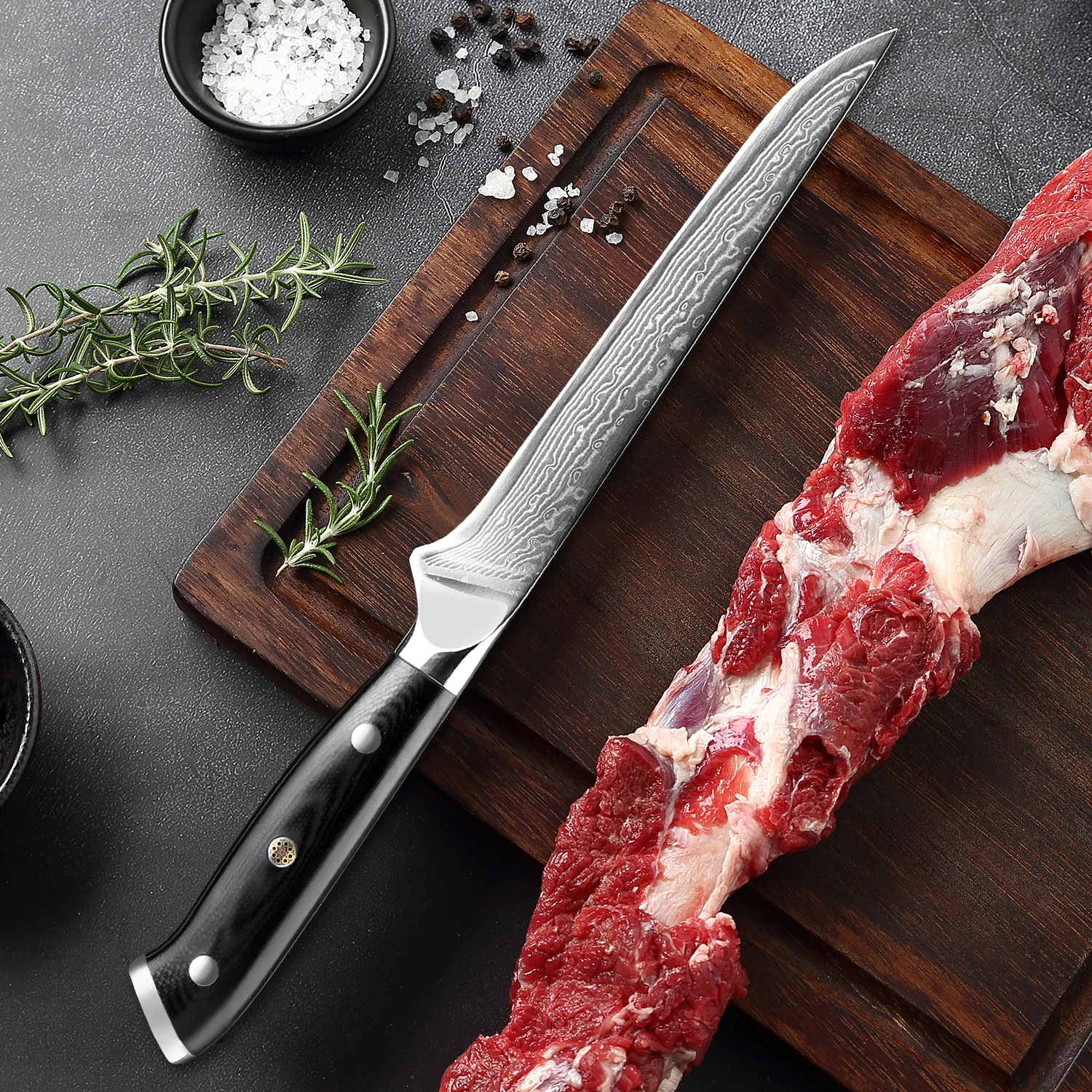 6 inch Boning Fillet Knife Japanese VG10 Damascus steel Kitchen Chef Turkey Beef Butcher Knife Tool Black G10 Handle Cleaver Hot