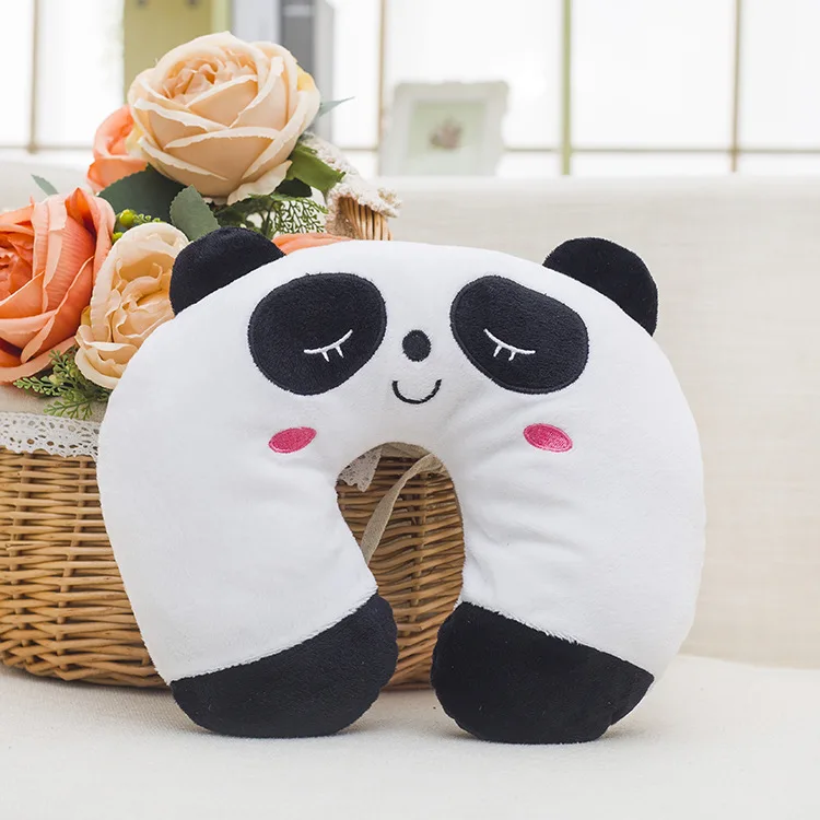 Cartoon Animal Panda Bear Cat Frog Pig Tiger Bunny Stuffed Plush Toys Portable U-shaped Neck Pillow Waist Protection Rag Doll