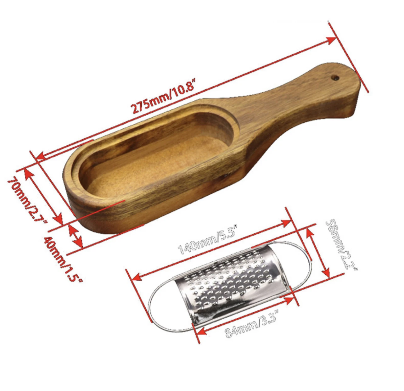 Multi-functional manual cheese grater with wood handle storage container stainless steel