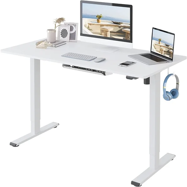 Modern Home Office Furniture Height Adjustable Smart Ergonomic White Small Electric Single Motor Computer Study Table Stand Desk