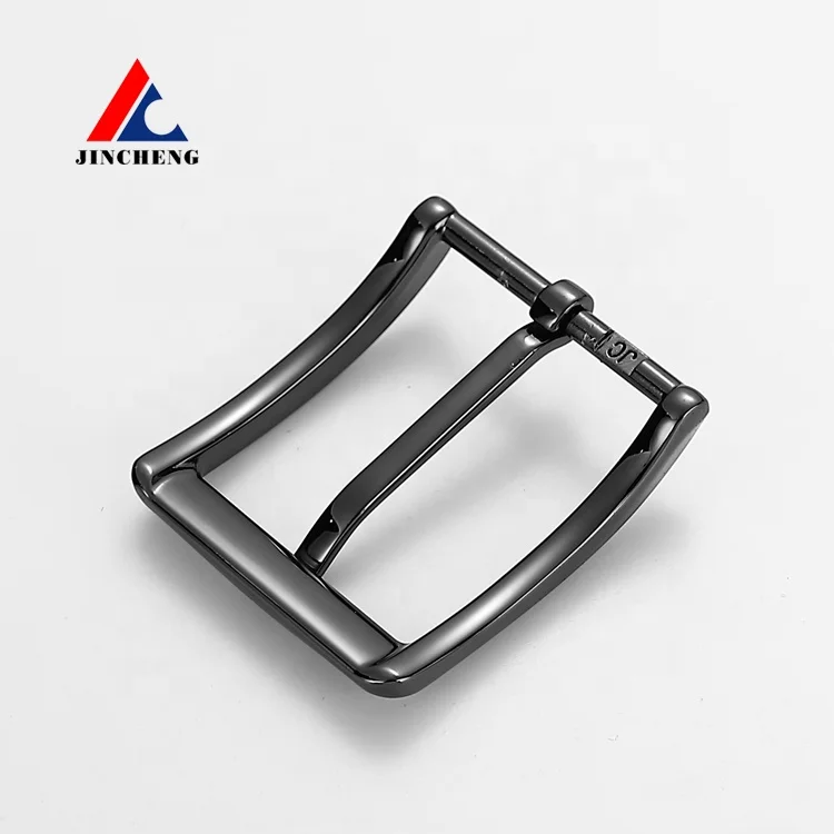 Custom logo belt buckle bright black 38MM metal belt buckle wholesale pin buckle