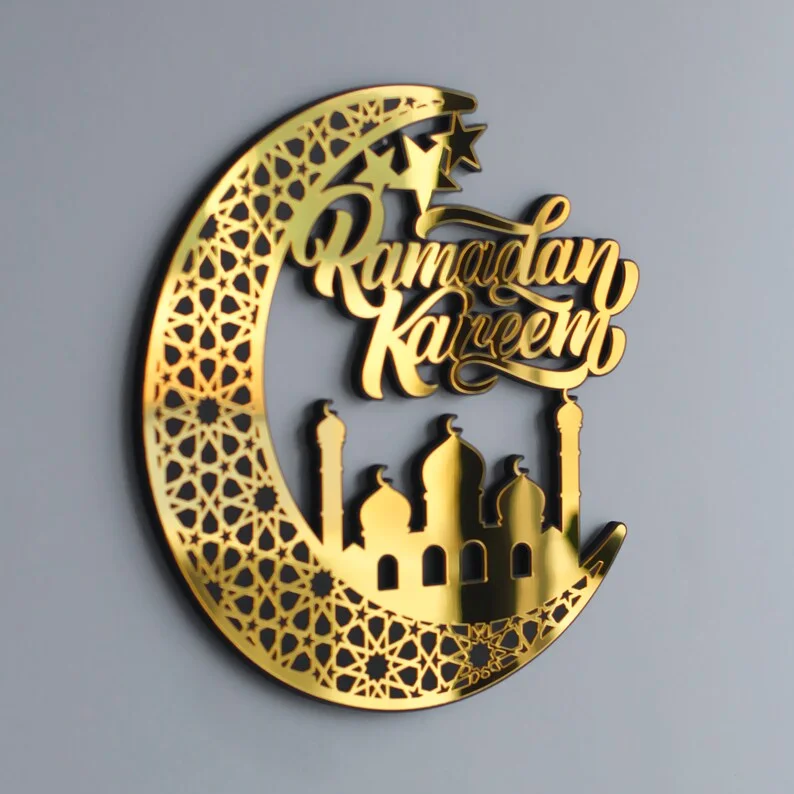 Custom Islamic Home Decor Art wooden & Acrylic Islamic Ramadan Wall decoration Art for Eid Gifts