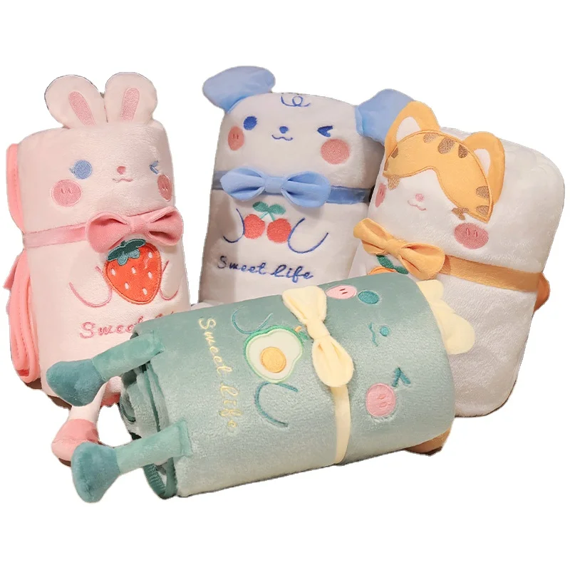 2024 wholesale cute soft plush stuffed pillows animals toys plush pillow cushion baby blanket for kids