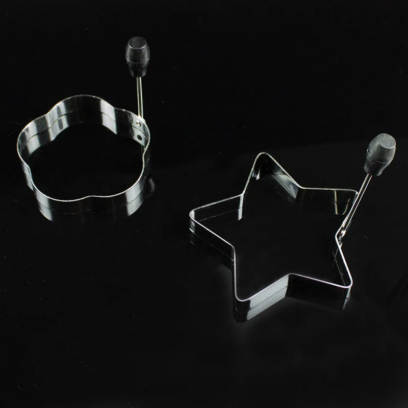 
Stainless Steel Omelet Mold round heart flower shape with plastic holder 