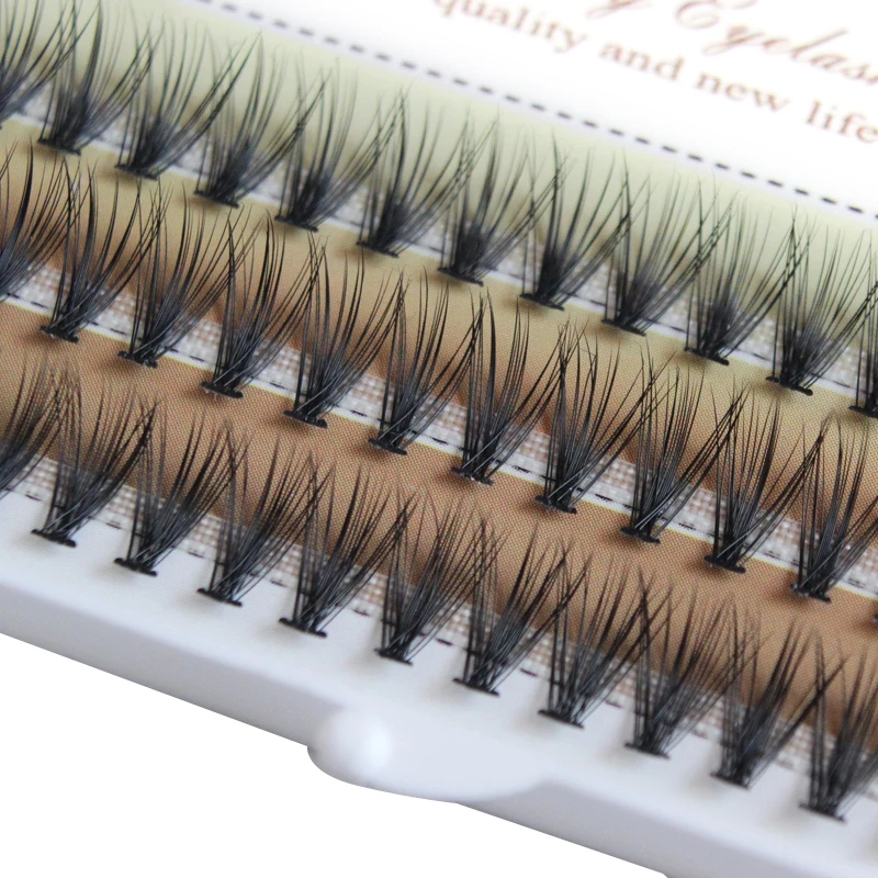 Wholesale self-grafting rhinestone cluster false natural eyelashes used at home 0.10 20d premade fans eyelashes multipack