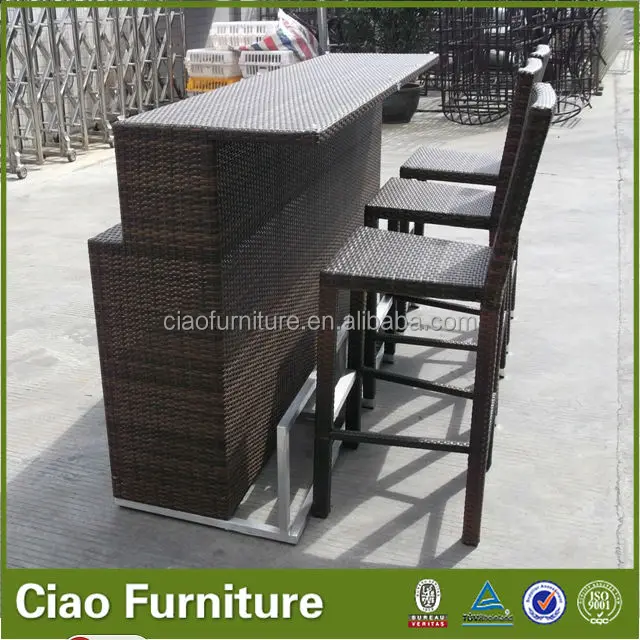 Уличный садовый высокий барный стул, классический ротанговый барный стол