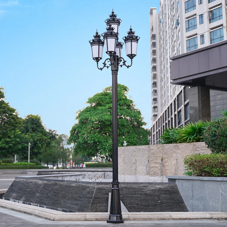 Classic Outdoor Decorative Antique Cast Aluminum Street Lamp Post Led Garden Pole Light For Landscape Lighting