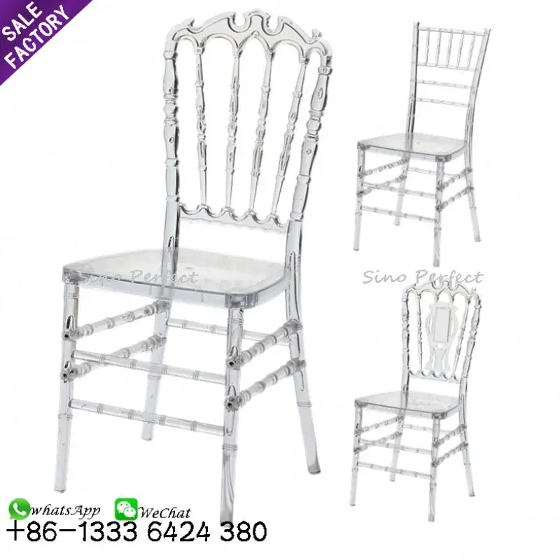 Hot Selling Stackable Acrylic Crystal Dining Wedding Chair Clear Resin Napoleon Chaise De Mariage