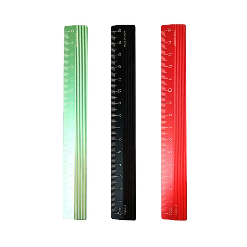 Wholesale15cm Aluminium Alloy Linealen Straight Ruler Metal for School Students Supplies