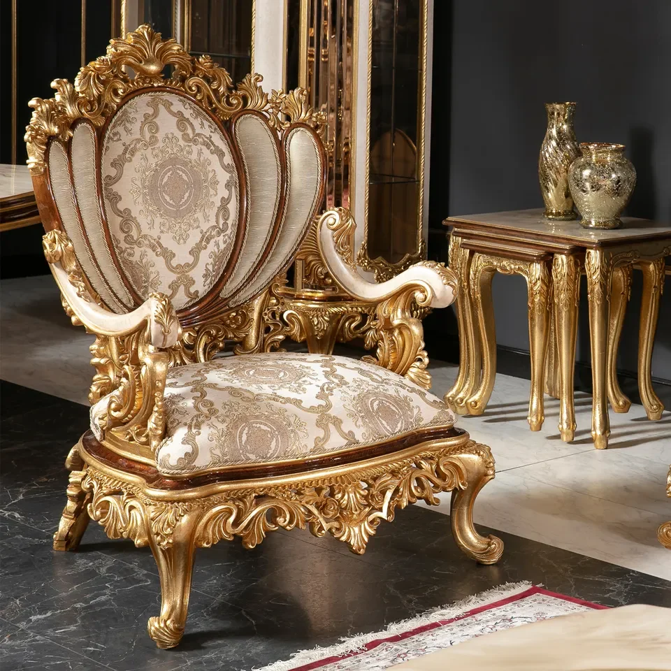 Turkish Middle East Eastern Luxury Antique Royal Hand Carved Sofa Set Living Room Furniture Set