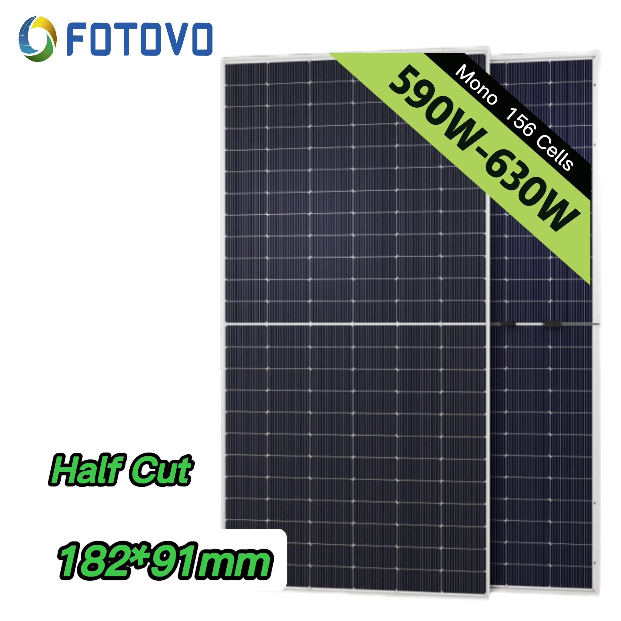 FOTOVO 156 cells 16BB 600W 610W 620W 630W  Bifacial Dual Glass half cut solar panels