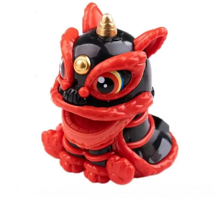 7.3*7.8*9.5CM Solar Nodding Head Lion Dance Handmade Cat Solar Power  Plastic Dance Lion for Coffee Shop Car Decor
