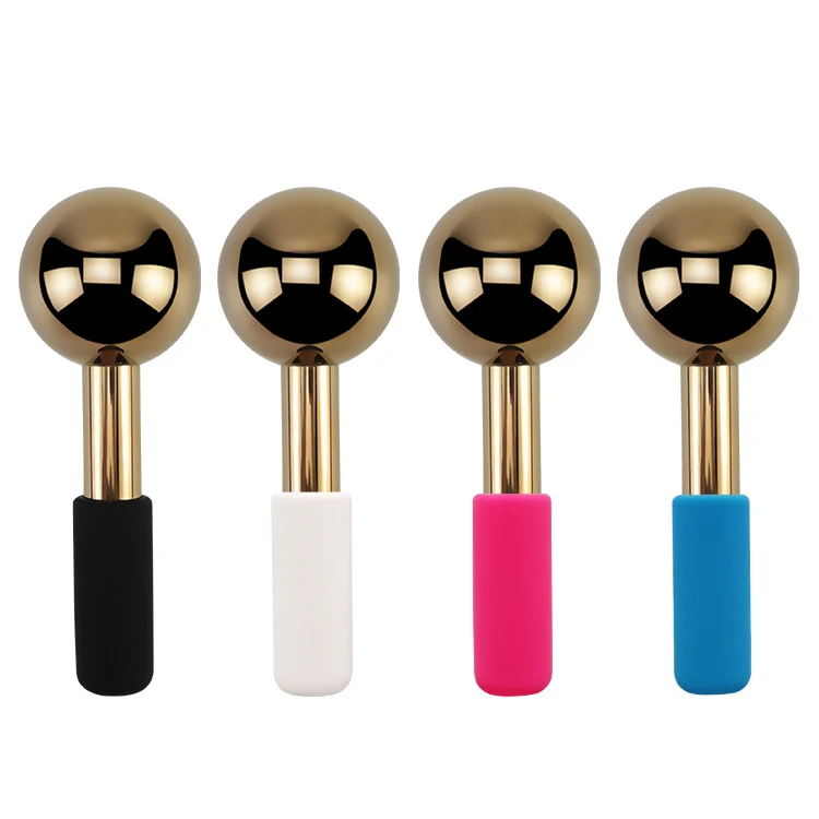 New Handheld Magic Cryo Stick Facial Globes for Fcryo Freeze Cooling Cold Roller Gold Stainless Steel Ice Globe Massage Tool