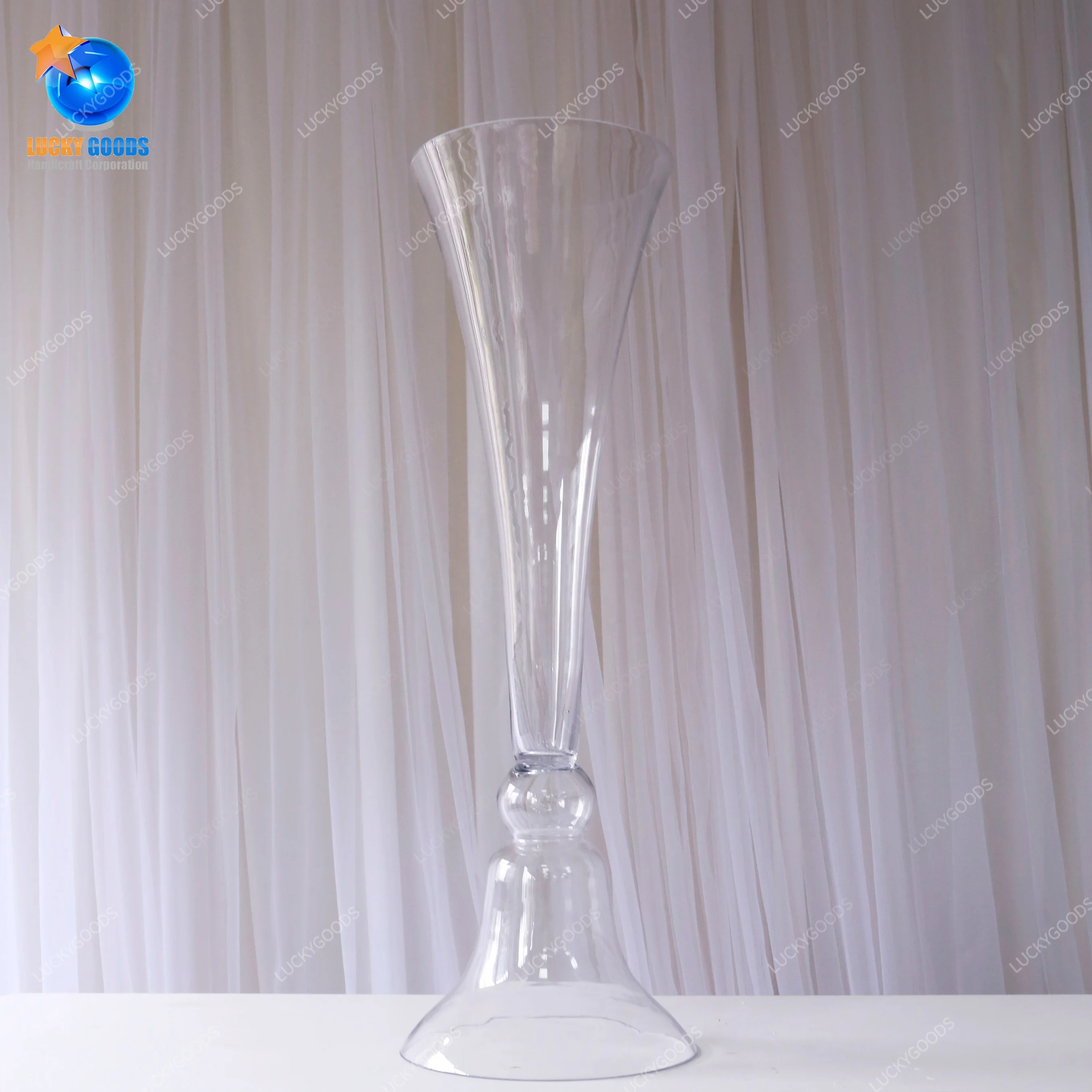 LHP022 Wedding Centerpieces Props Clear Glass Flower Vases Table Event Party Stage Decoration Trumpet Vase