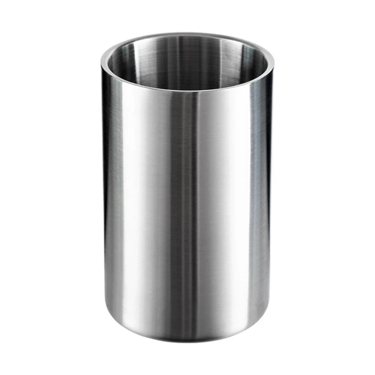 Large Capacity Double-Layer Thickened Stainless Steel Round Ice Bucket For Cold Water Beer Wine Champagne Cooler