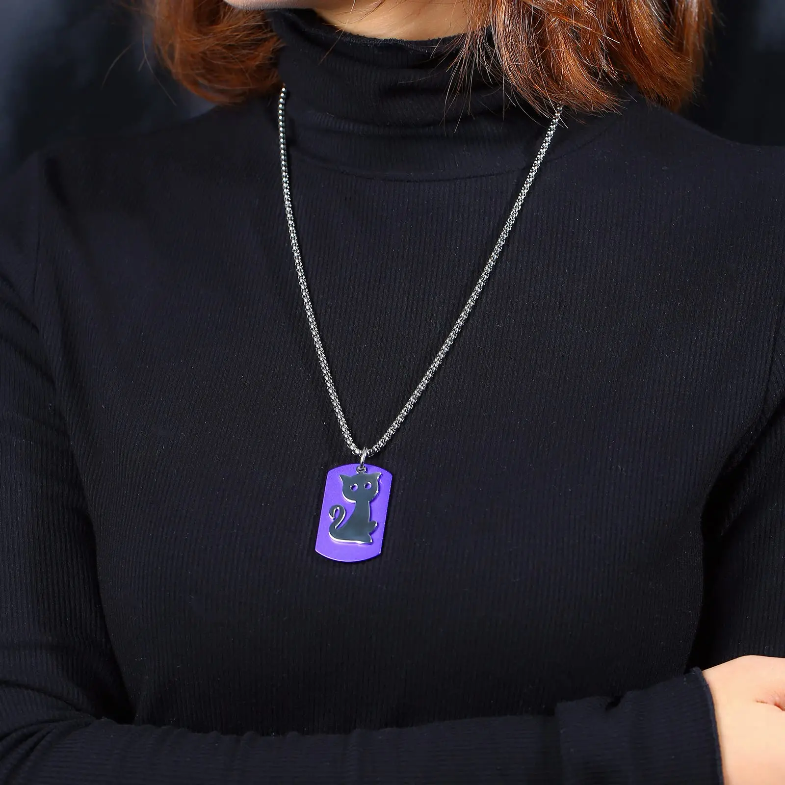 Wholesale Custom Aluminum Cat Dog Tags Stainless Steel Silver Gold Black Good Luck Charm Pendant Necklace for Women Men Girl Boy