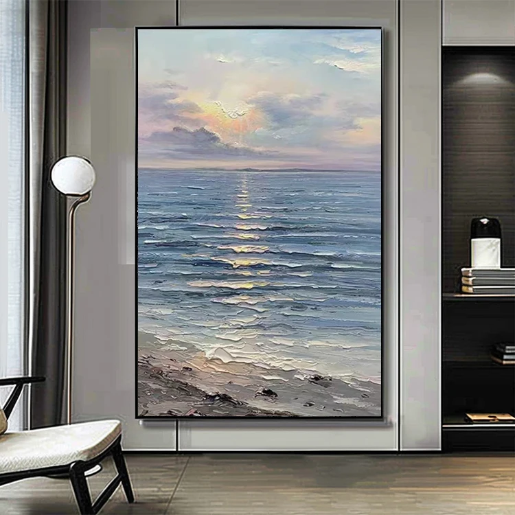 Home Decor Handmade Acrylic Ocean Waves Beach Artwork Abstract Wall Art 3D Textured Seascape Paintings