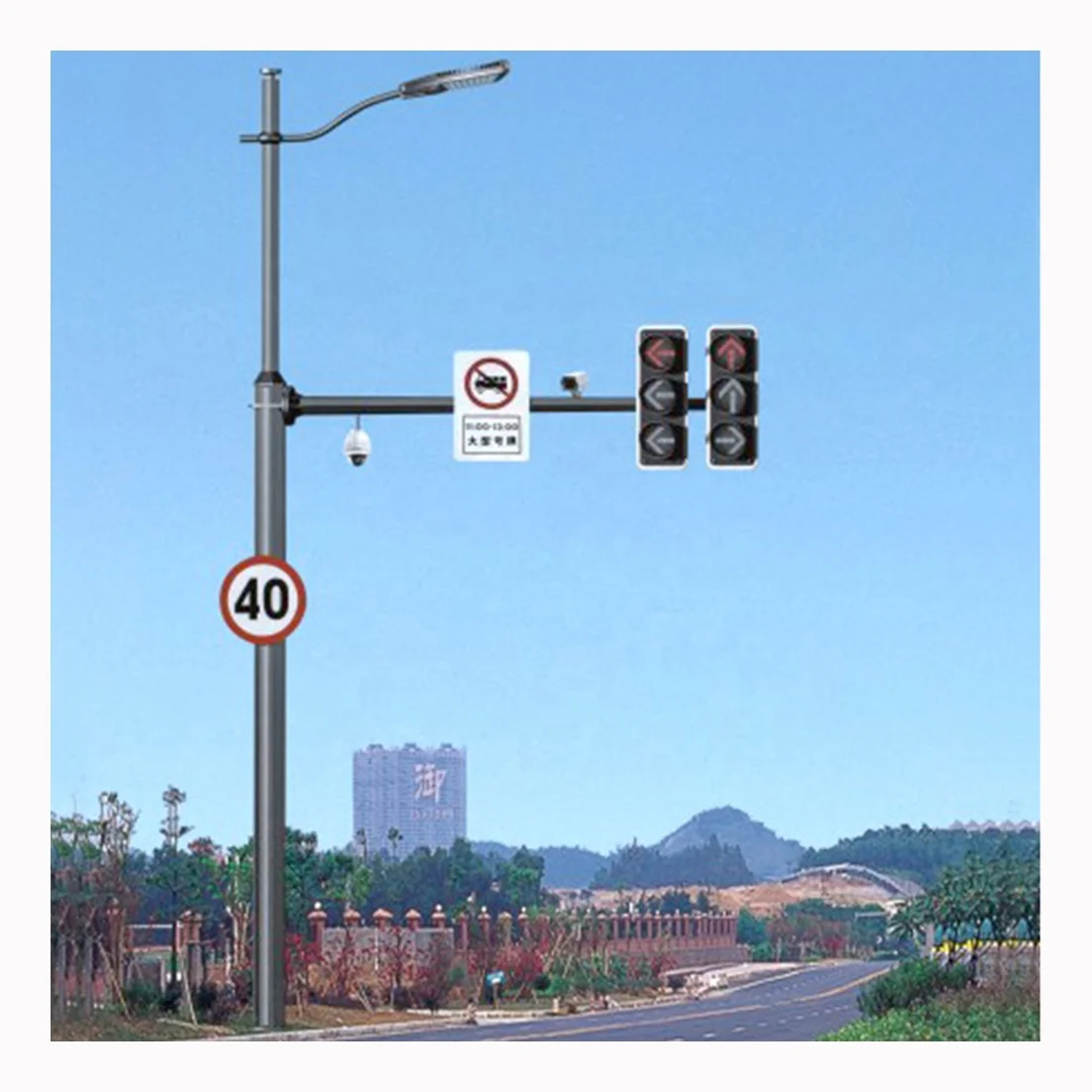 Die-casting Iron Lamp Pole Galvanized Steel Street Light Pole for Roadway Lighting