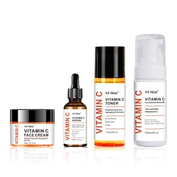 OEM Natural Facial Anti-Aging Wrinkle Whitening Beauty Skincare Private Label Organic Vitamin C Skin Care Set