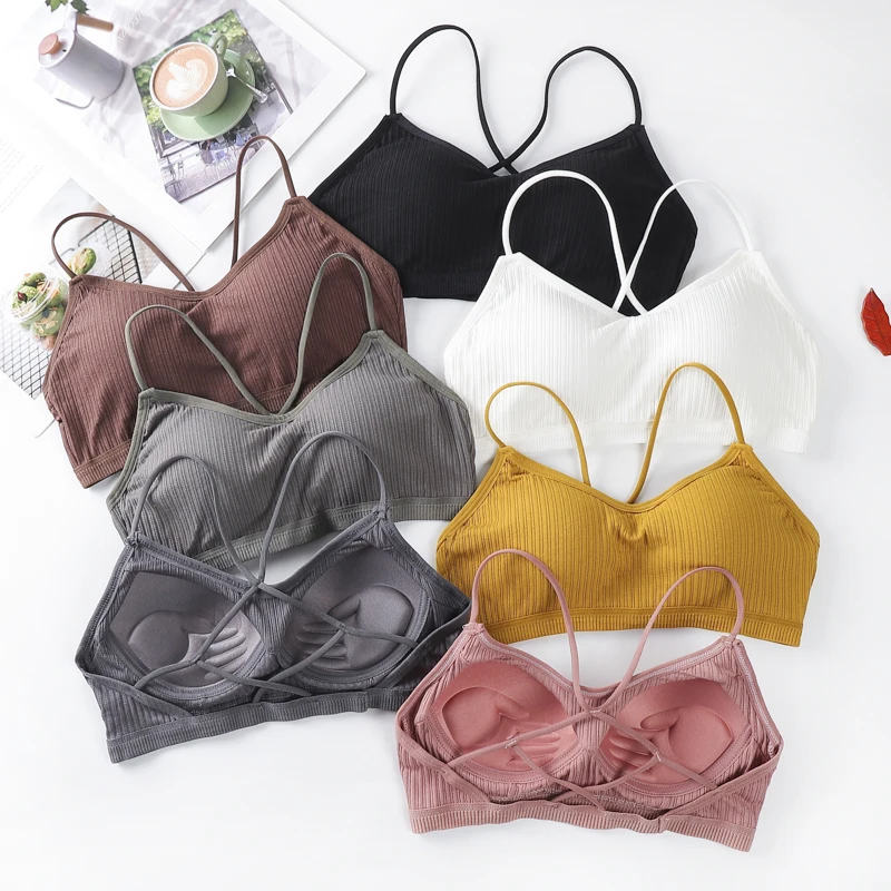 Seamless Soft Bras for Women Thin Strap Wireless Push Up Bra Backless Comfort Underwear Bralette Sexy Lingerie