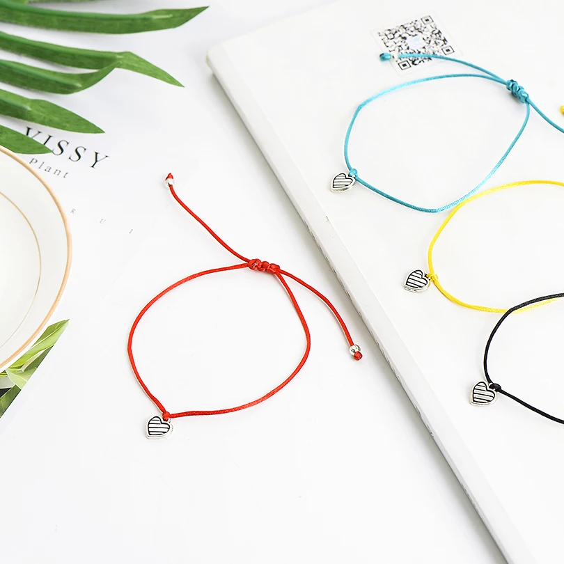 Handmade Thread AntiqueTiny Love Heart Bracelets Charm For Women Men Couple Gift Lucky Red Rope Bracelet Kids Chain Jewelry