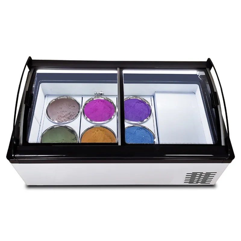 Freezer Gelato Showcase Display Cabinet 6 Pans Glass Door Cooling Ice Cream Chiller/Display Showcase