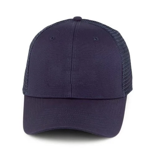 custom Plastic screw snap back Patch oem embroidery Logo Organic Cotton Trucker Cape - Navy Blue