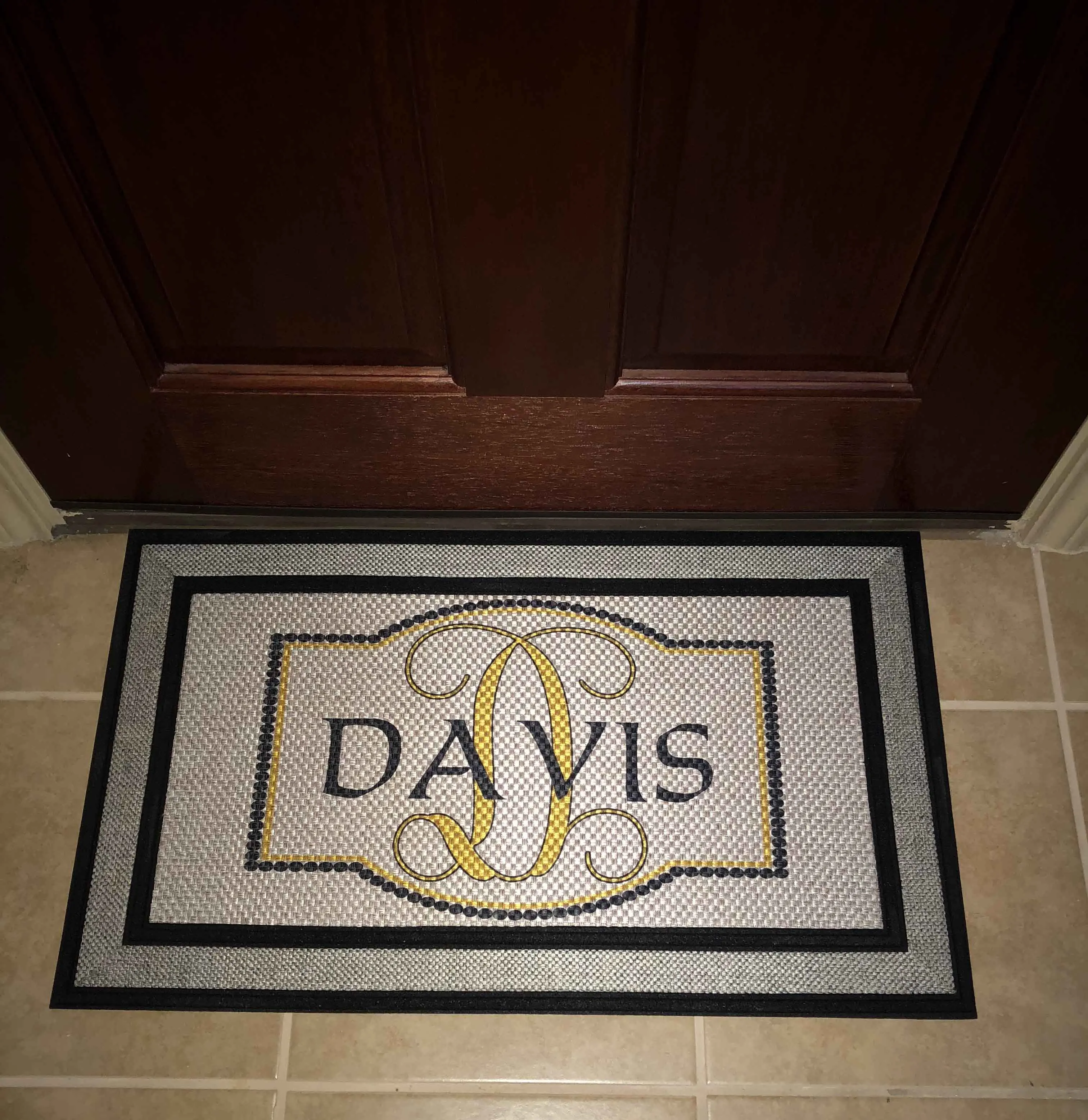 Monogram Family Name Initial Letter Welcome Door Rugs