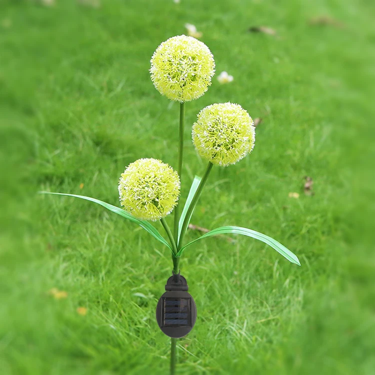 Садовый светильник на солнечной батарее, уличная Водонепроницаемая светодиодная лампа с белым одуванчиком, ландшафтный декоративный светильник с заземлением