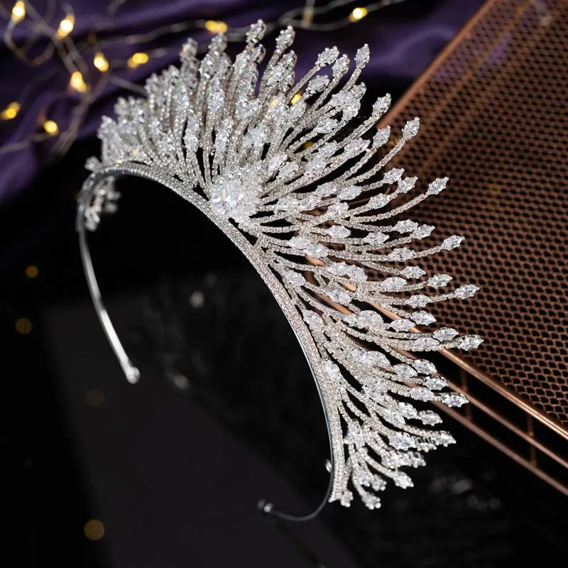 HOMECOMING PARTY CROWN CUBIC ZIRCON TIARA HAIRBAND HEADPIECES LUXURY WEDDING JEWELRY FOR WOMEN BC6447