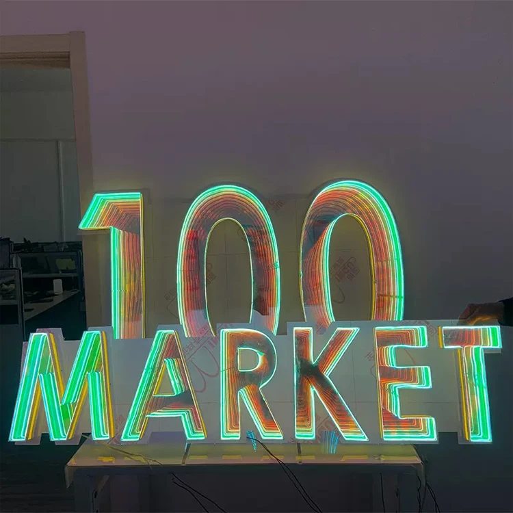Custom Business Led Channel Sign Gold Mirror Stainless Steel Illuminated 3d Logo Backlit Letter Electronic