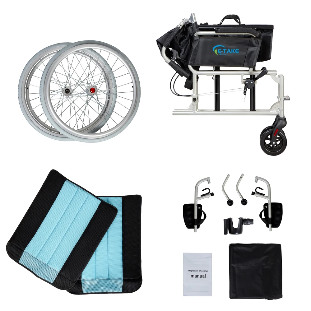 handicapped ultra light 12.9lb magnesium alloy portable manual Nursing wheelchair For Disabled