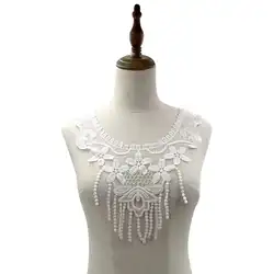 Factory wholesales fashion applique floral pattern crochet lace shoe necktrim for wedding dress