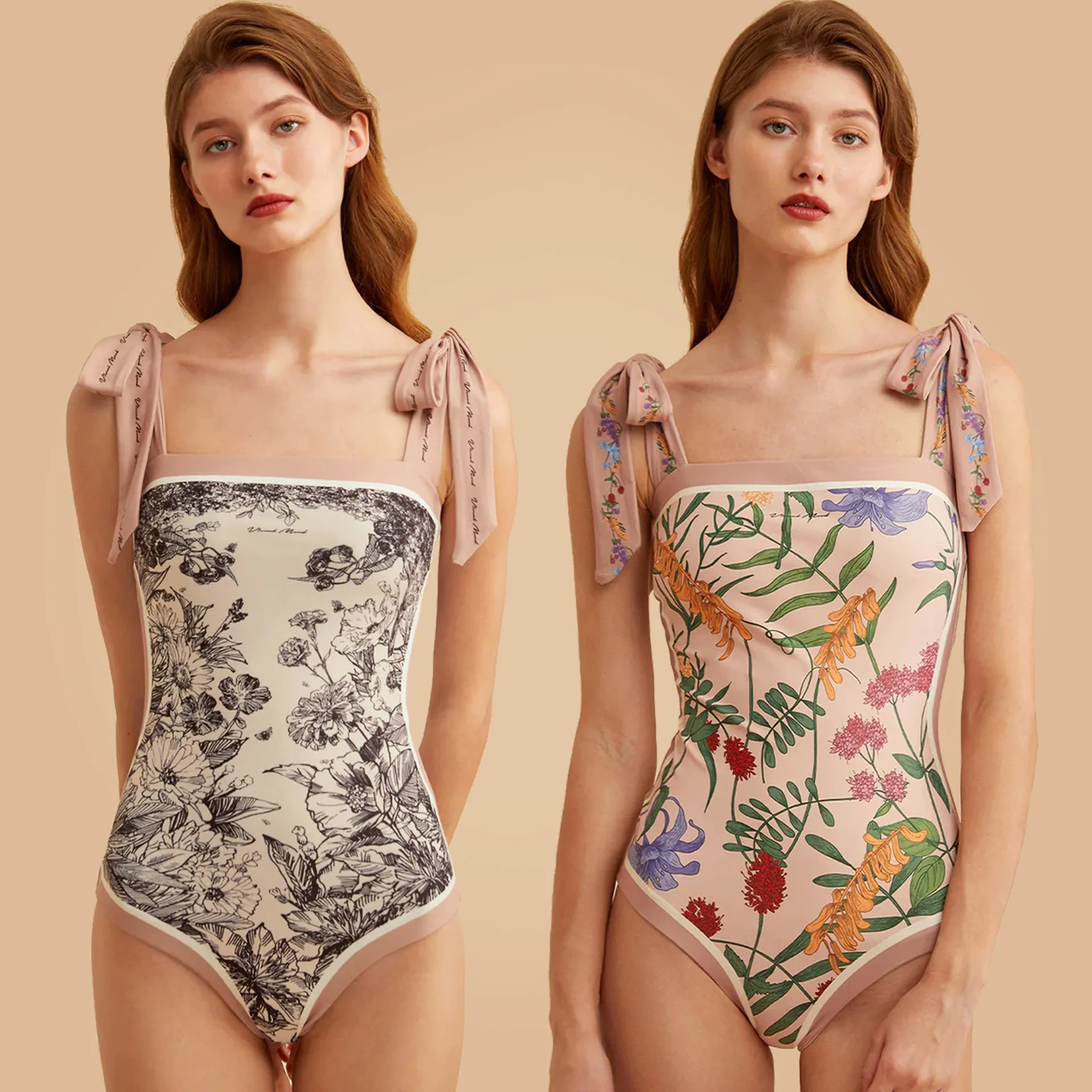Double-sided Print New Arrival Factory Wholesale Flower Designer Bathing Suit Sexy One-piece Swimsuit Swimwear For Women 2023