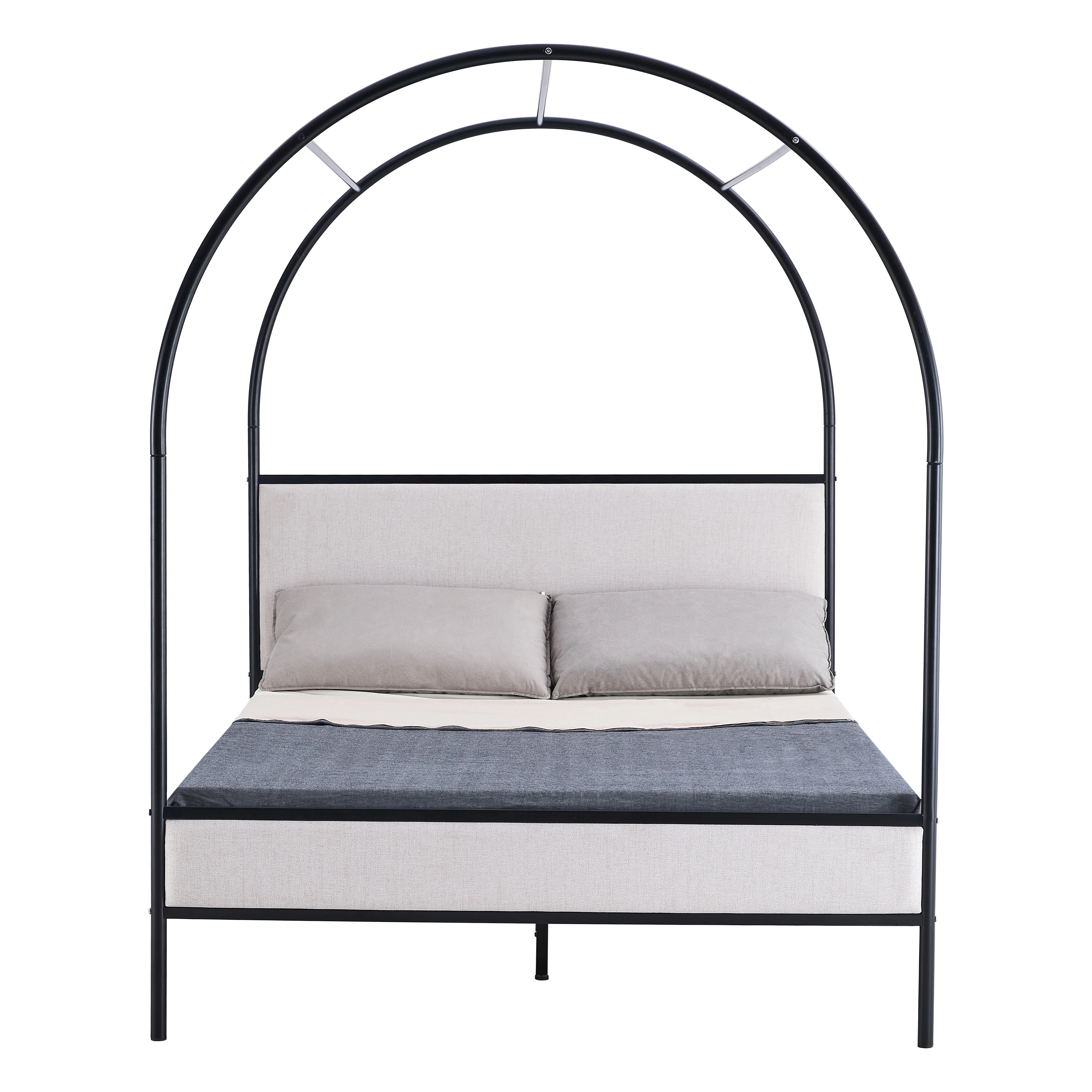 French upholstered bed with storage tape dome with bed slats upholstered headboard supports customization, factory direct sales