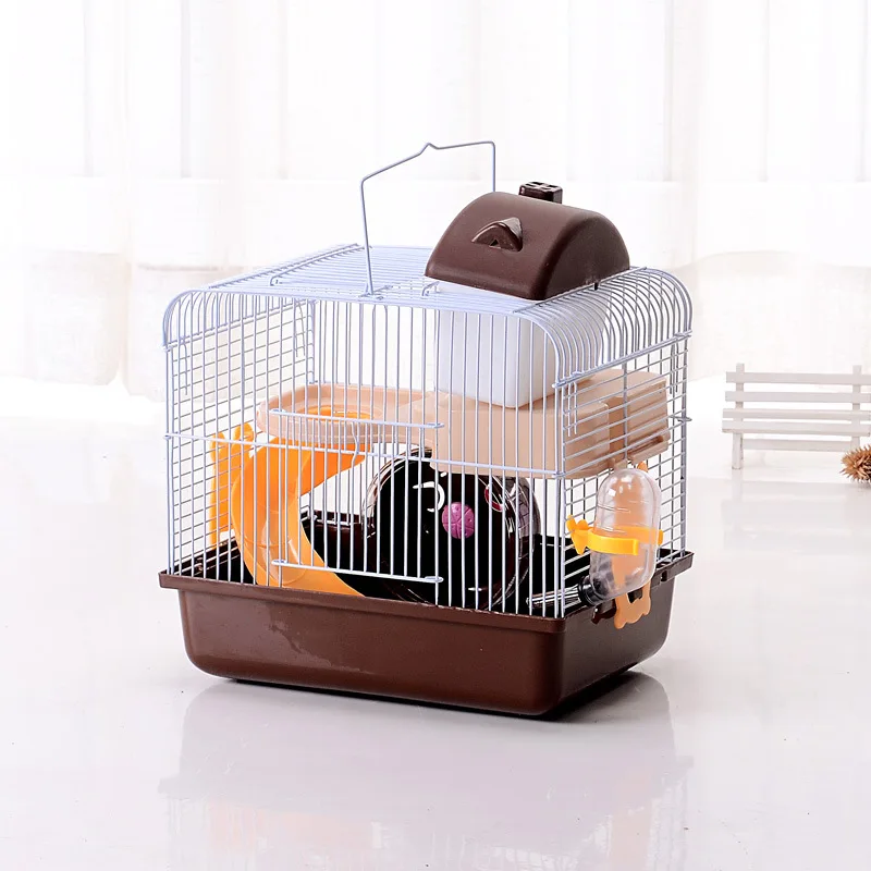 Hot Double Floor Luxury  Pet Houses Wire Mesh Plastic Small Hamster Cage