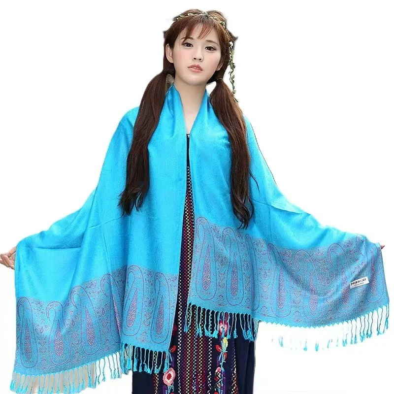 Special Sales Ethnic Shawls for Ladies Delicate Tassel Wrap Blanket Customizable Jacquard Pashmina Factory Direct