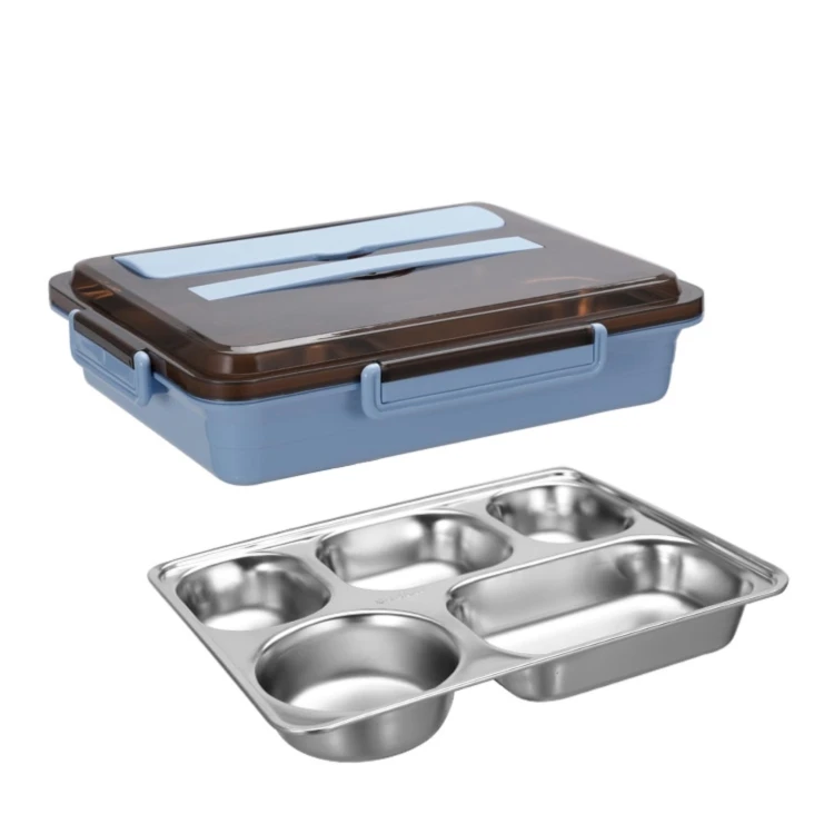 Bulk Stock 5 Grid 304 Stainless Steel Lunch Box Leakproof Insulated Student Dormitory Bento Box