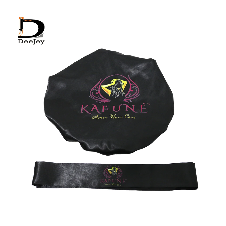Двухслойный однотонный атласный шарф для волос с логотипом на заказ дизайнерская атласная шелковая шляпа сна окантовкой женщин