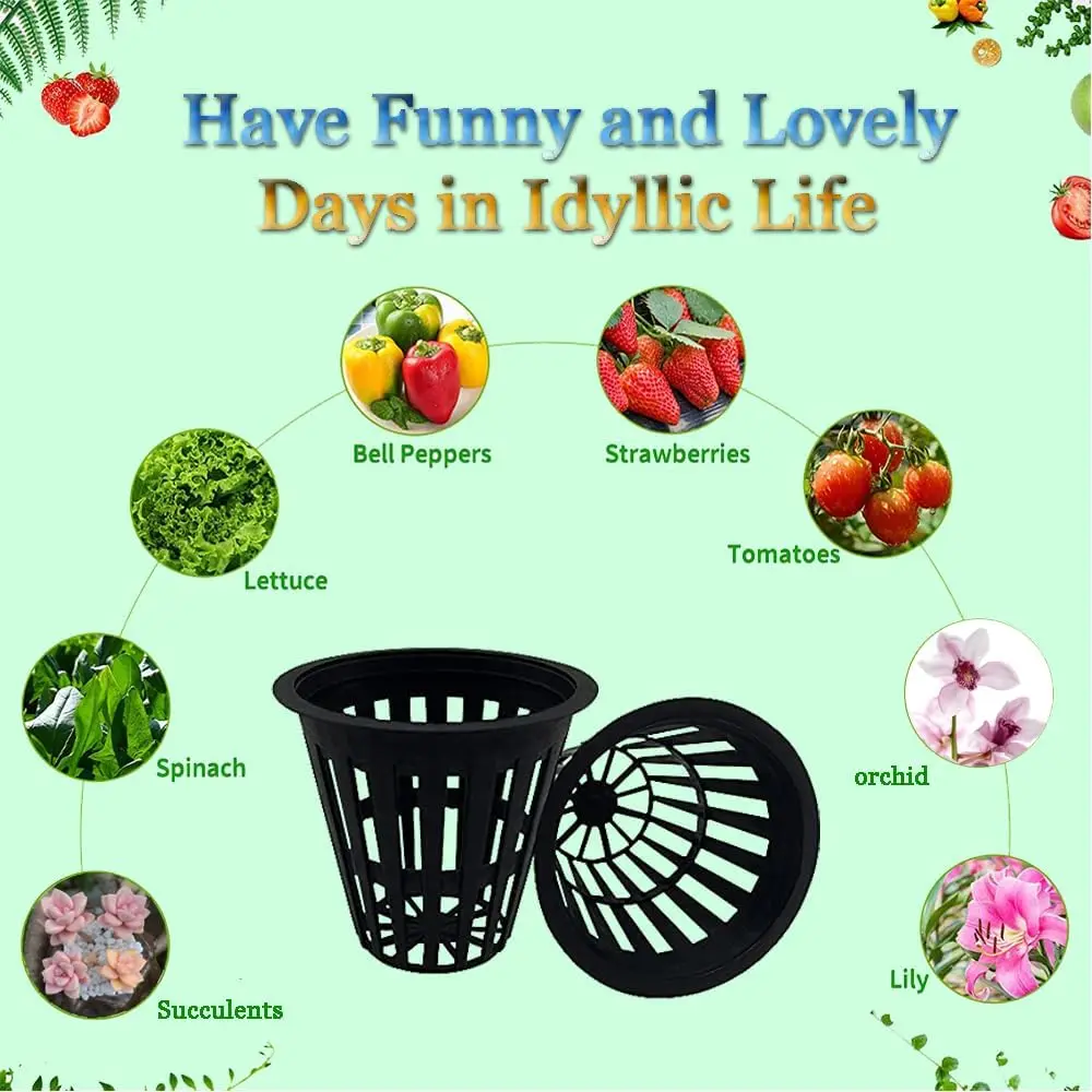 Factory Supply Hydroponic NFT Round Basket Plants Grow Pot Plastic Mesh Net Pot for Plants