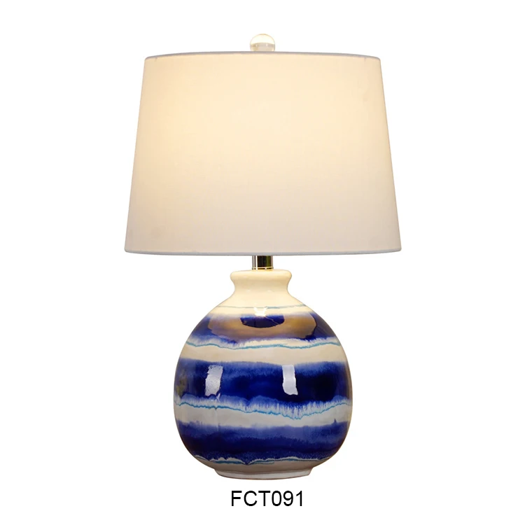 hotel home decorative unique design living room bedroom Chinese blue and white ceramic table lamps