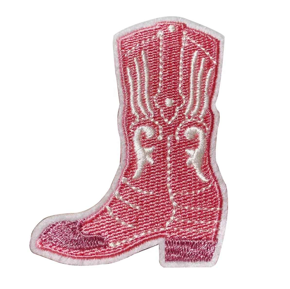 Pink cow boots Embroidery Patch Boots Applique iron on Clothes Applique Diy large garment accessories